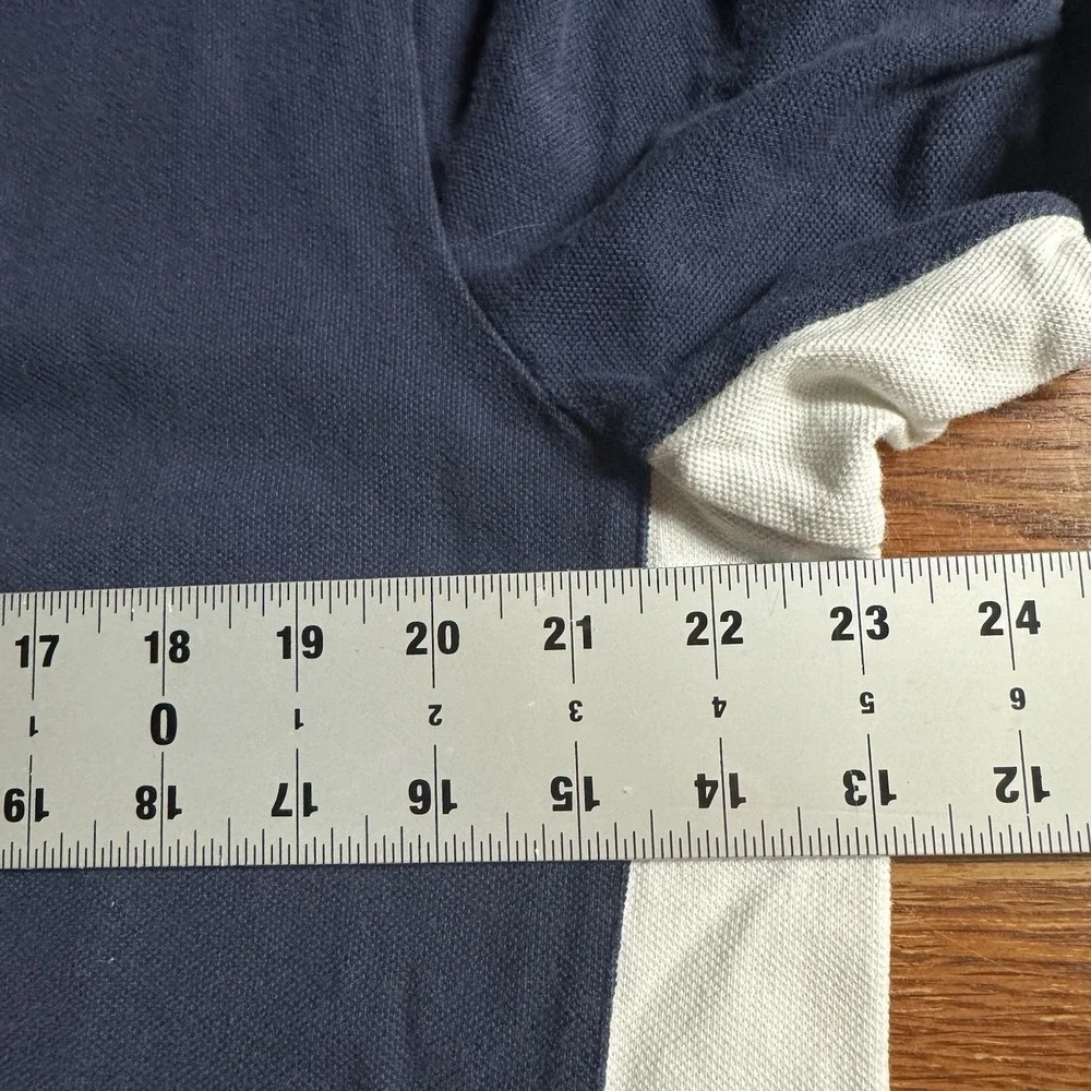 Polo Ralph Lauren XL Custom Fit Polo Blue White With Red‎ Stripes On Side